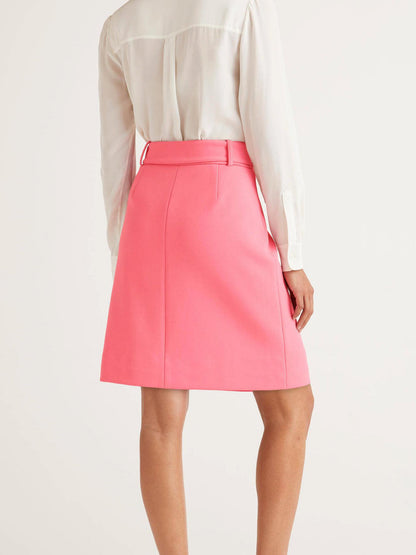 Boden Belted Four-Button A-Line Skirt - Abstract - Pink/Crayon Pink