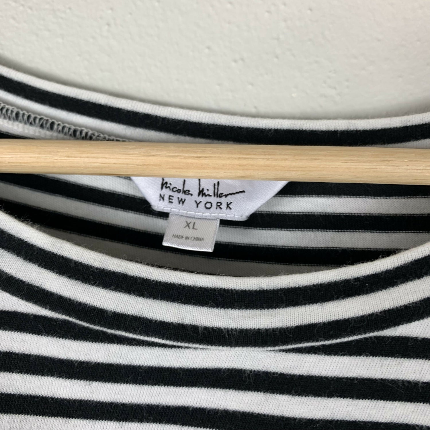 Nicole Miller NY Short Sleeve Ruffle Peplum Tee - Stripes - White Multi - XL