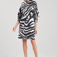 Natori Balloon Sleeve Belted Shirtdress - Animal - Black Multi/Black/White - M