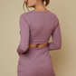 Blue Blush Purple Long Sleeve Cut Out Bodycon / M