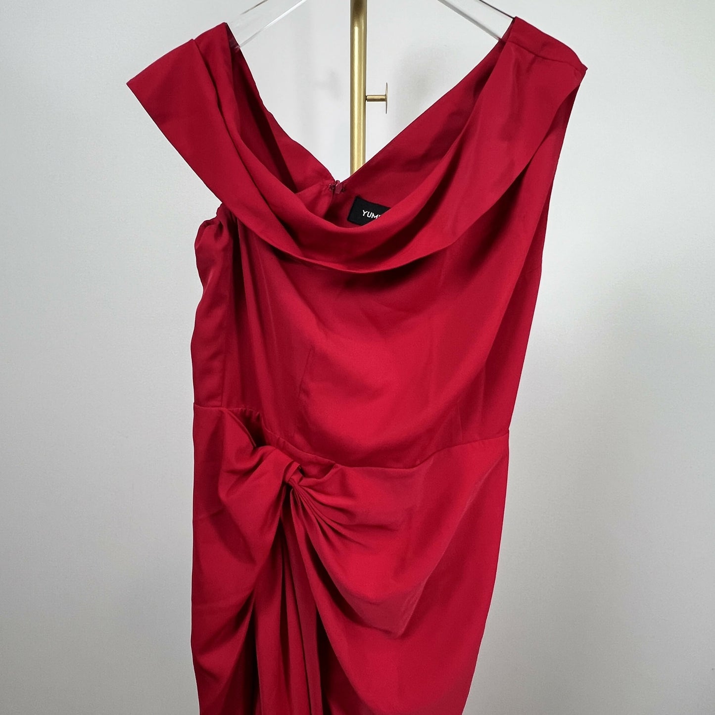 Yumi Kim Charisse Gathered Side Front Slit Midi Dress Red/M