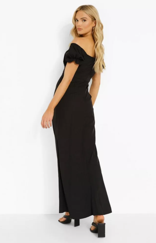 Boohoo Black Off The Shoulder Maxi Dress / S NWOT