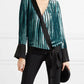 Diane Von Furstenberg Long Sleeve Crossover Striped Velvet Blouse - Stripes - Blue Multi - XS