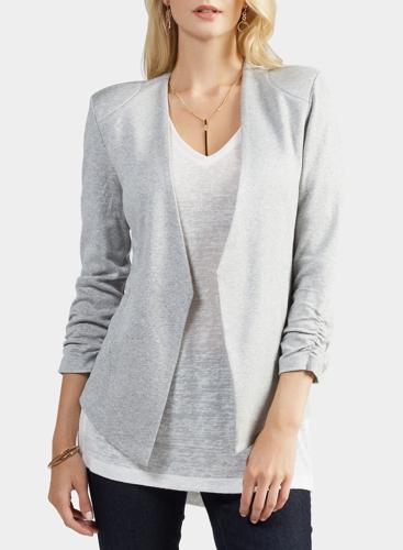 Tart 3/4 Ruched Sleeve Blazer - /Gray - M