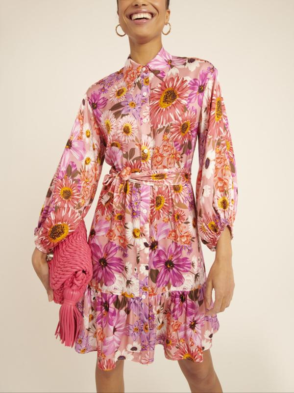 Rachel Parcell Fit &amp; Flare Tiered Hem Shirt Dress - Floral - Pink Multi/Botanical - 10/