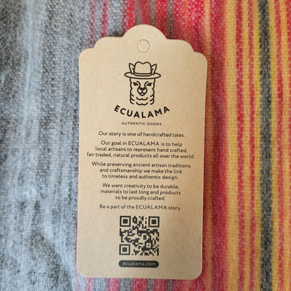 Ecualama ajilanga - baby alpaca wool throw blanket / sofa cover - queen 95 x 65 in - sunset hues - red/orange/dark gray