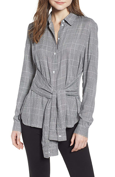 Bailey 44 Hold Me Tight Tie Button-Down Shirt - Plaid - Gray Multi/Plaid - M