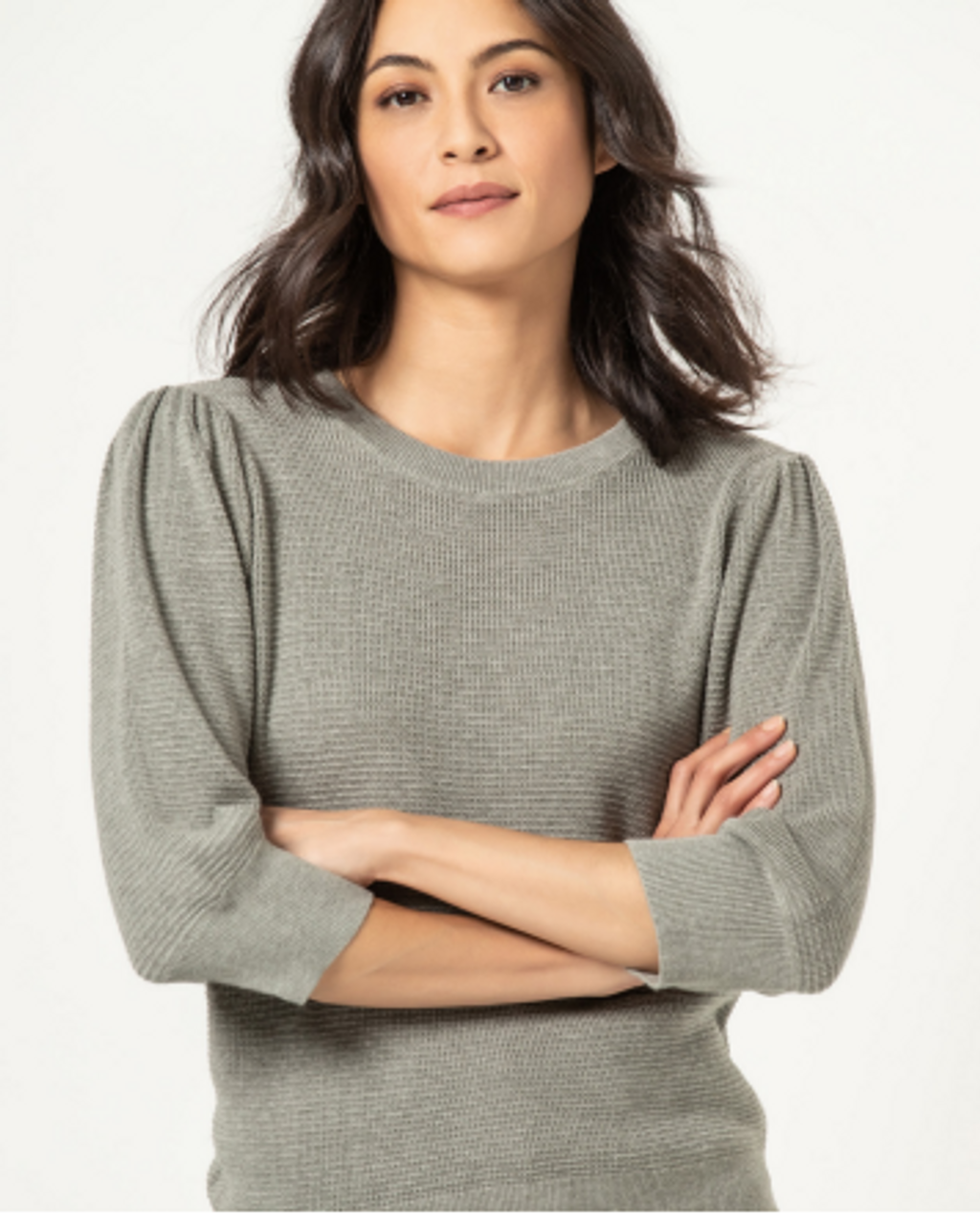 Lilla P Puff Sleeve Pullover Sweater - /Green - L