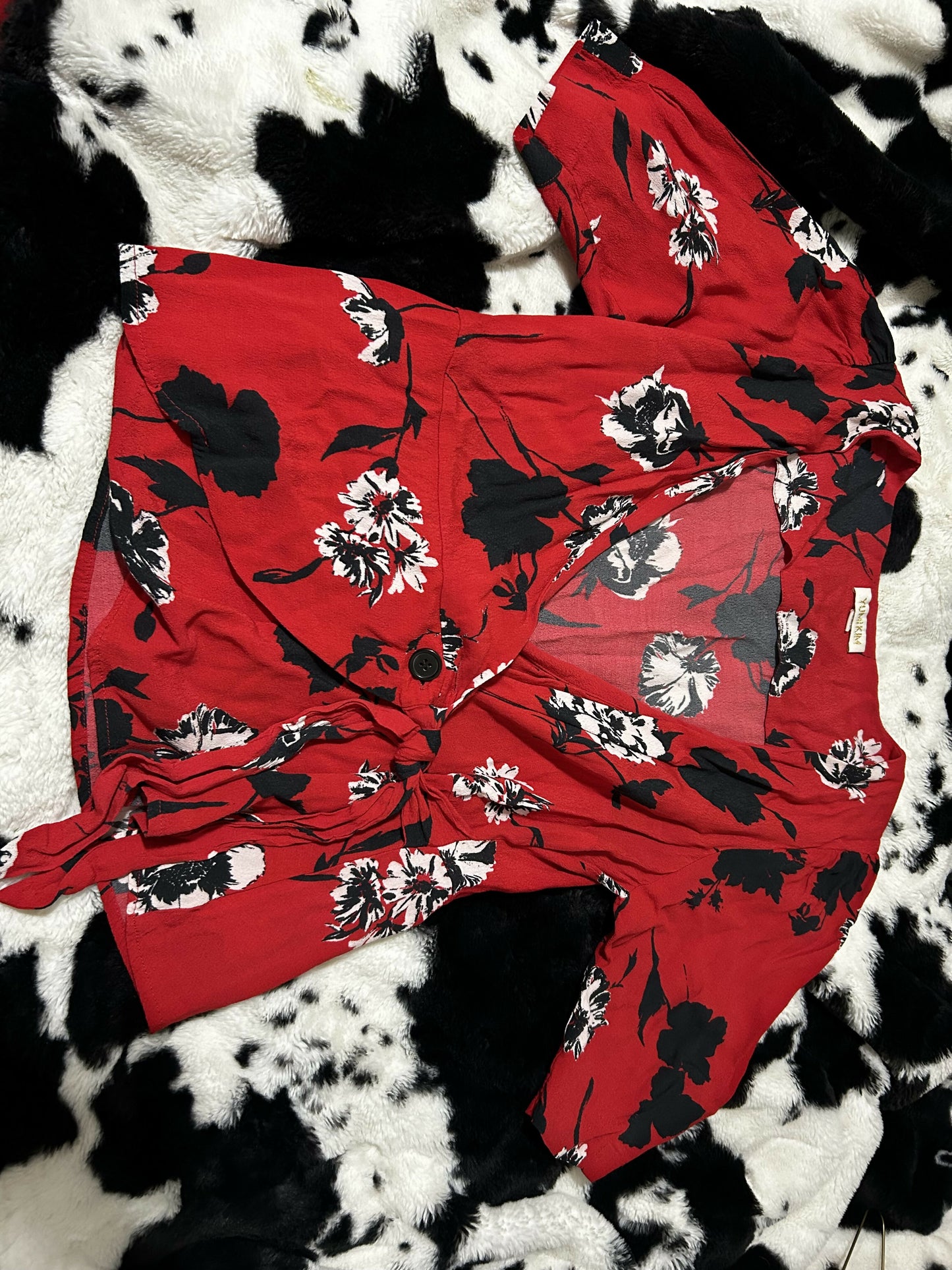 Yumi Kim Half Sleeve Paige Wrap Blouse - Floral - Red Multi/Floral Tango Red-L