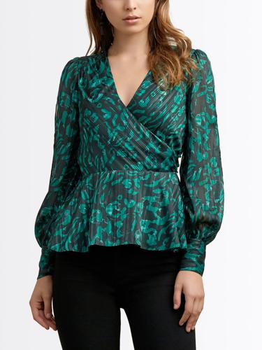 Ali &amp; Jay V-neck Balloon Sleeve Blouse - Multi - Green/Pine PIN - S