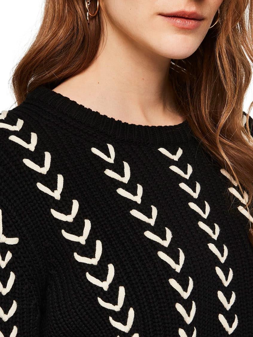 Scotch &amp; Soda Chunky Knit Lace-Up Sweater - /Black Multi