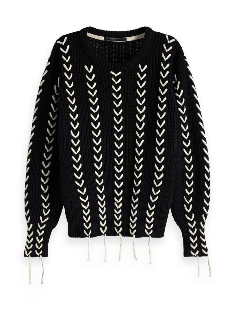 Scotch &amp; Soda Chunky Knit Lace-Up Sweater - /Black Multi