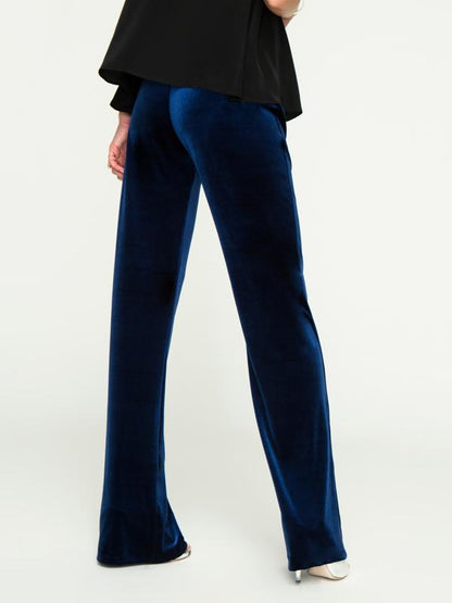 Reconnect Charlotte Straight Leg Velvet Maternity Pants - Blue