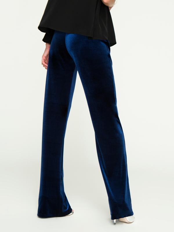 Reconnect Charlotte Straight Leg Velvet Maternity Pants - Blue / M