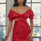 The Vintage Shop Red Off The Shoulder Side Cut Out Mini / S