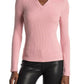 Walter Baker Spread Collar Hudson Rib Knit Top in Dusty Pink XL