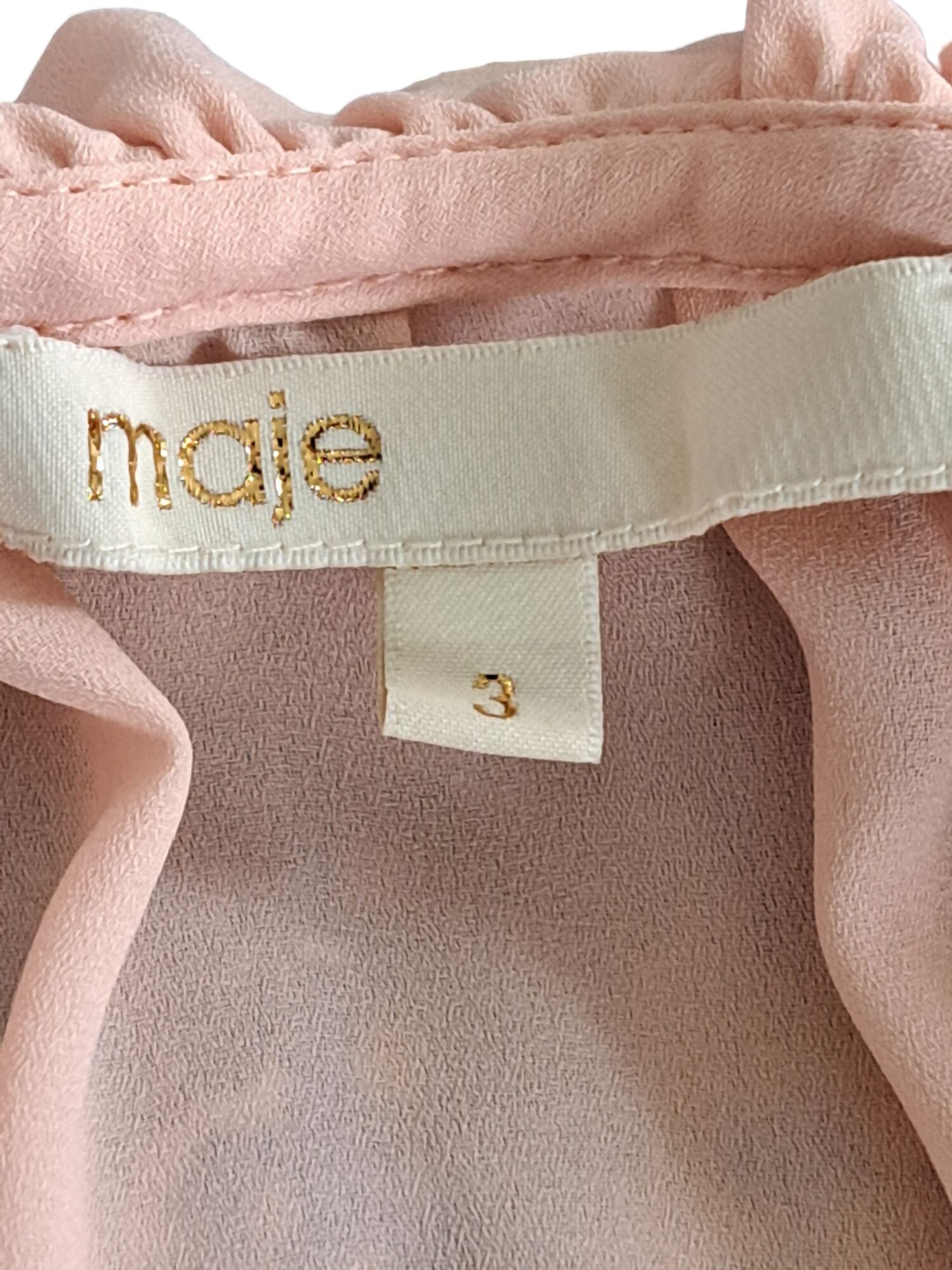 Maje Long Sleeve Ciana Blouse- Pink- Large