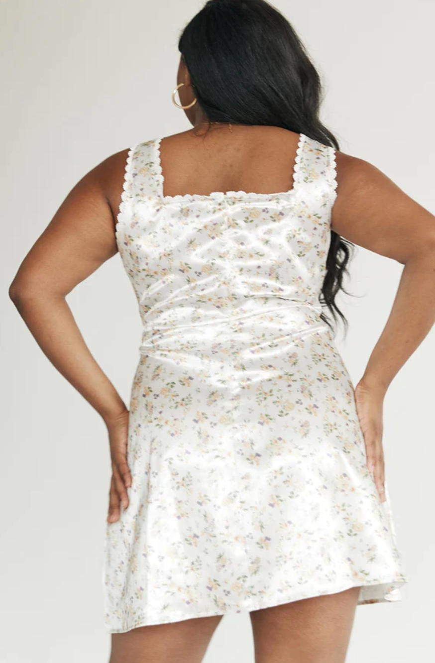 Princess Polly White Curve Satin Floral Lace Mini