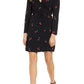 Rails Long Sleeve V-Neck Printed Wrap Dress - Abstract - Black Multi/Cerise