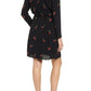 Rails Long Sleeve V-Neck Printed Wrap Dress - Abstract - Black Multi/Cerise