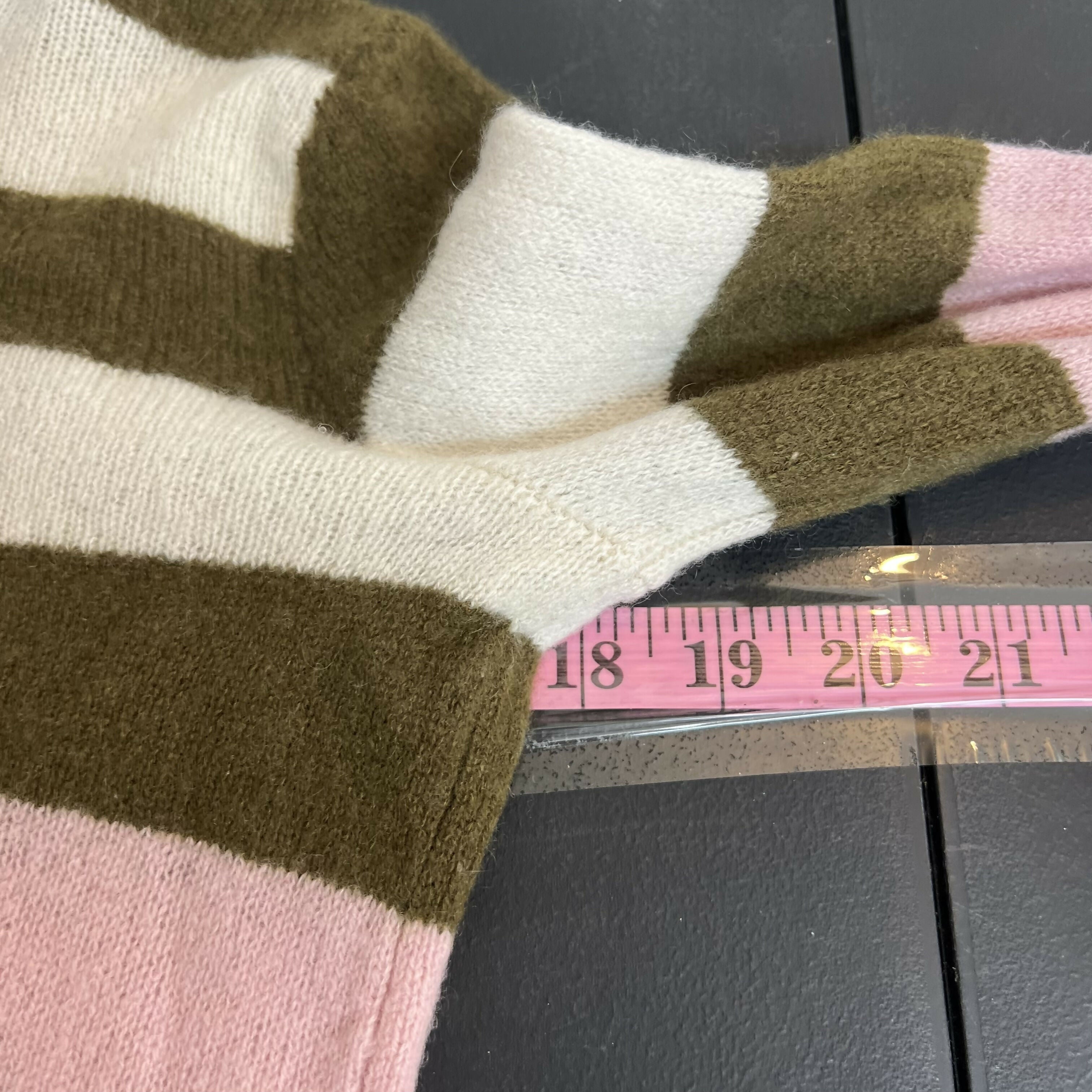 Rag &amp; Bone Cashmere Blend Long Sleeve Sweater - Stripes - Pink Multi/Pink/Brown - S