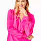 Lilly Pulitzer Dae Smocked Cuff Popover Silk Blouse - /Pink - M