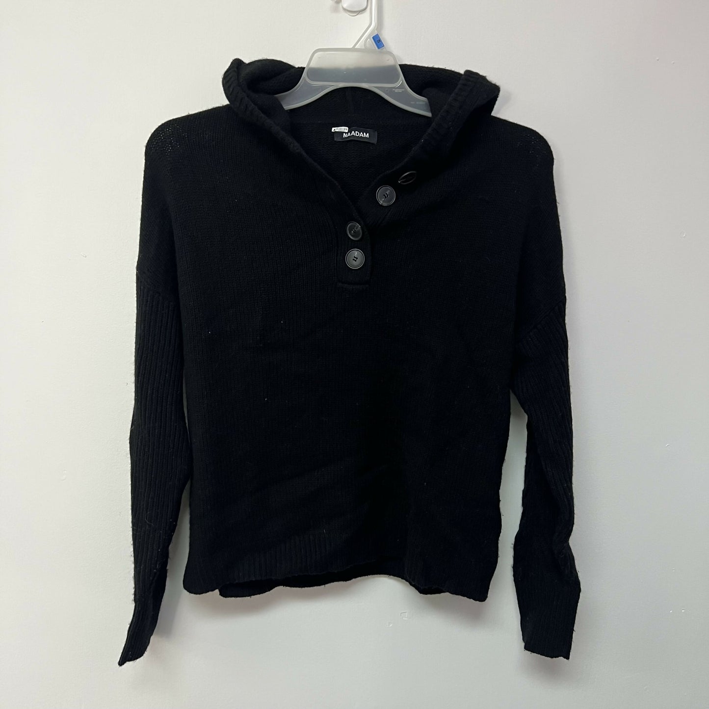 Naadam Merino Cashmere Cable Henley Hoodie - Black - M