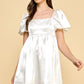 TCEC Ivory Puff Sleeve Babydoll Mini / L NWOT