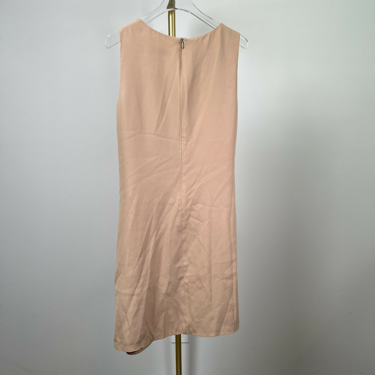 Fulya Ilkmen Sleeveless Draped Straps Sheath Dress - Beige/Large