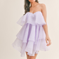 Klesis Lavender Strapless Tiered Ruffle Mini / L