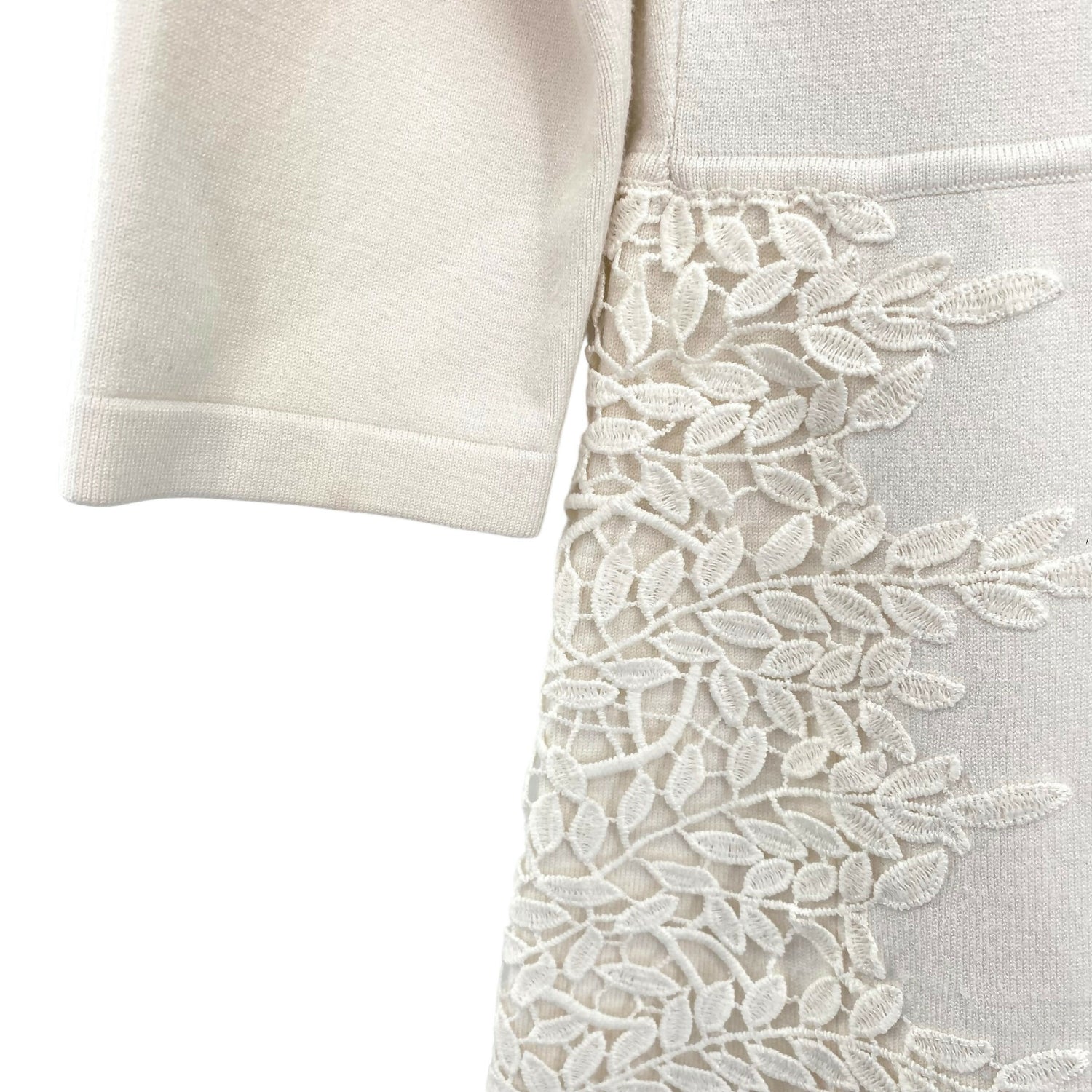 Eliza J Ivory Lace Overlay Sweater Dress Long Sleeve Knee Length
