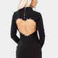 Edikted Black Long Sleeve Heart Back Cut Out Dress