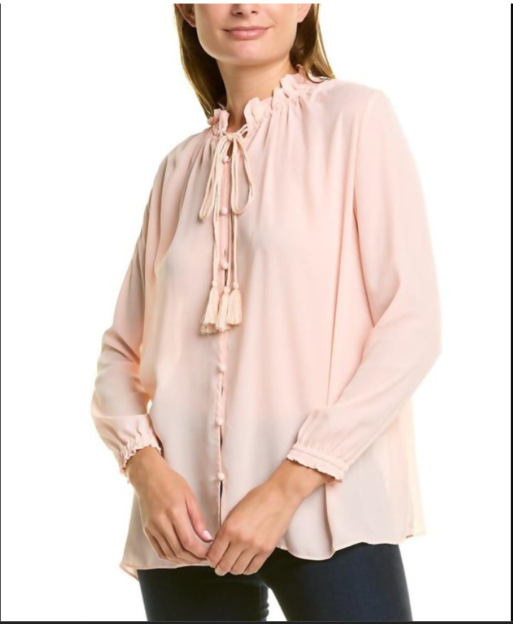 Maje Long Sleeve Ciana Blouse- Pink- Large