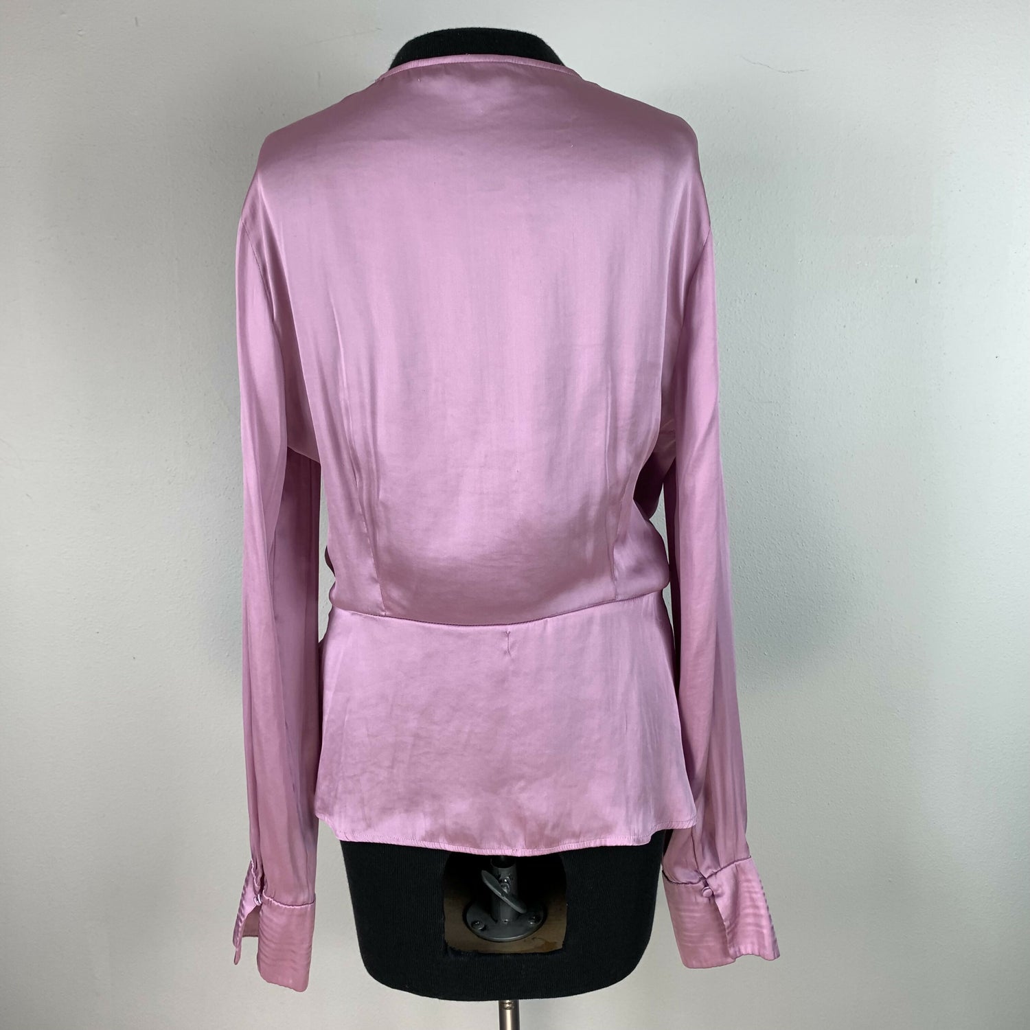 Paige Peplum Hem Silk Blouse - Lilac Pink - L