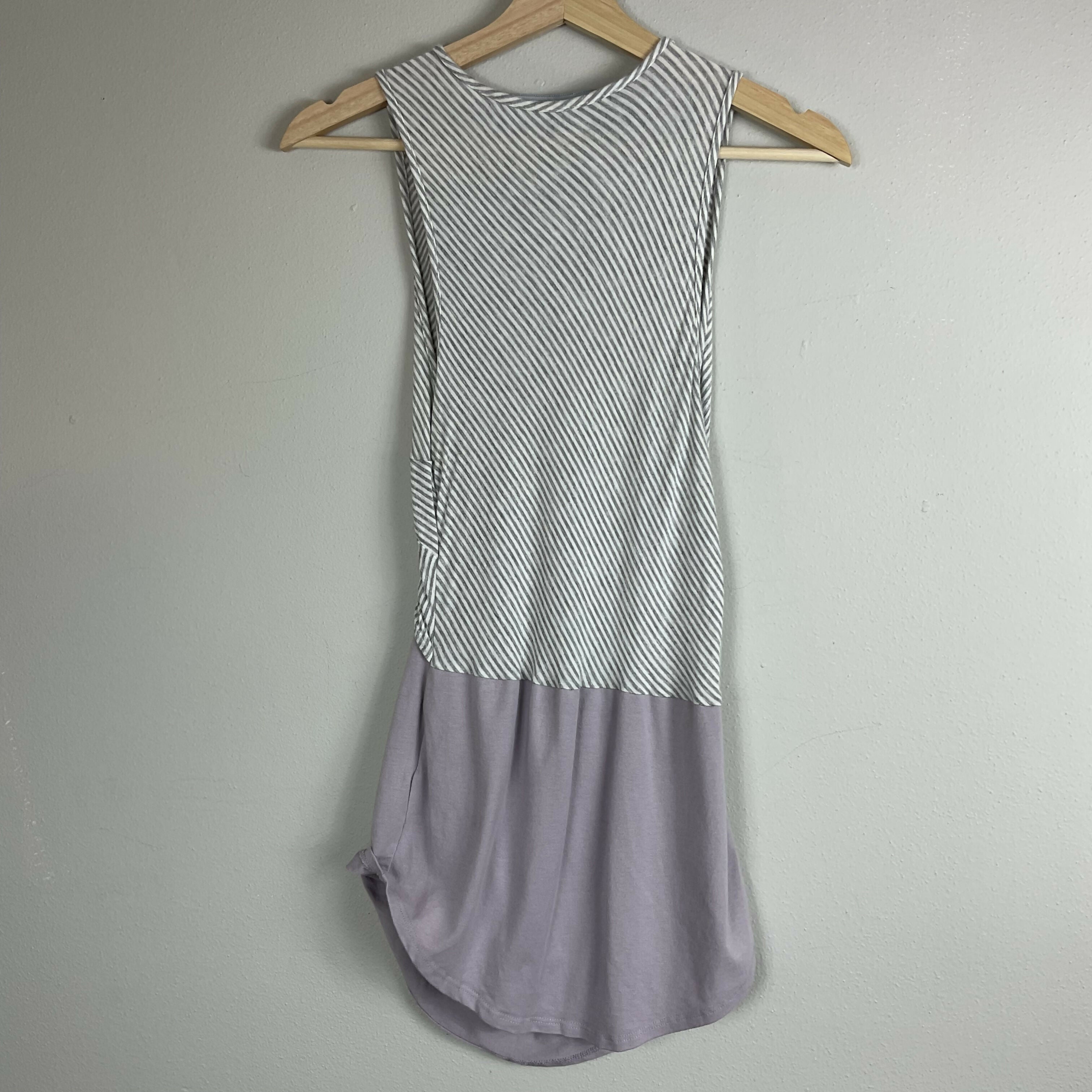 Stowaway Sleeveless Twist Front Maternity &amp; Nursing Top Stripes White Lavender - Medium