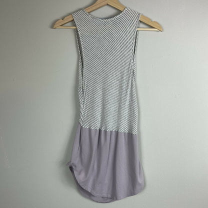 Stowaway Sleeveless Twist Front Maternity &amp; Nursing Top Stripes White Lavender - Medium