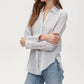 Michael Stars Joanna Button Down Shirt - Stripes - Navy Multi/Navy Stripe