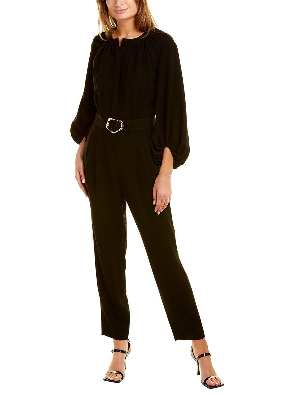 Lafayette 148 New York Ellis Bishop Sleeve Straight Leg Jumpsuit - Black