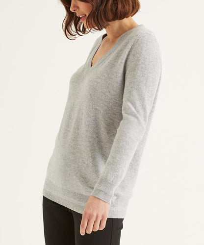 Boden Long Sleeve V-Neck Cashmere Sweater - /Gray