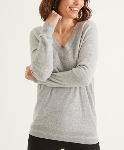 Boden Long Sleeve V-Neck Cashmere Sweater - /Gray