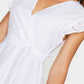 PrettyLittleThing White Embroidered Frill Shoulder Dress / XS