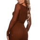 Tic Toc Brown Long Sleeve Mesh Bodycon Mini / L