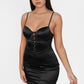 Tic Toc Black Satin Corset Bodycon Mini / S NWOT