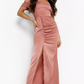 Rose Cold Shoulder Satin Maxi Dress / S NWOT