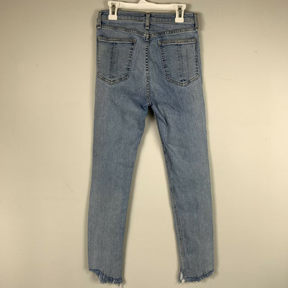 Rag &amp; Bone High-Rise Step Hem Frayed Skinny Capri Jeans - Blue - 28