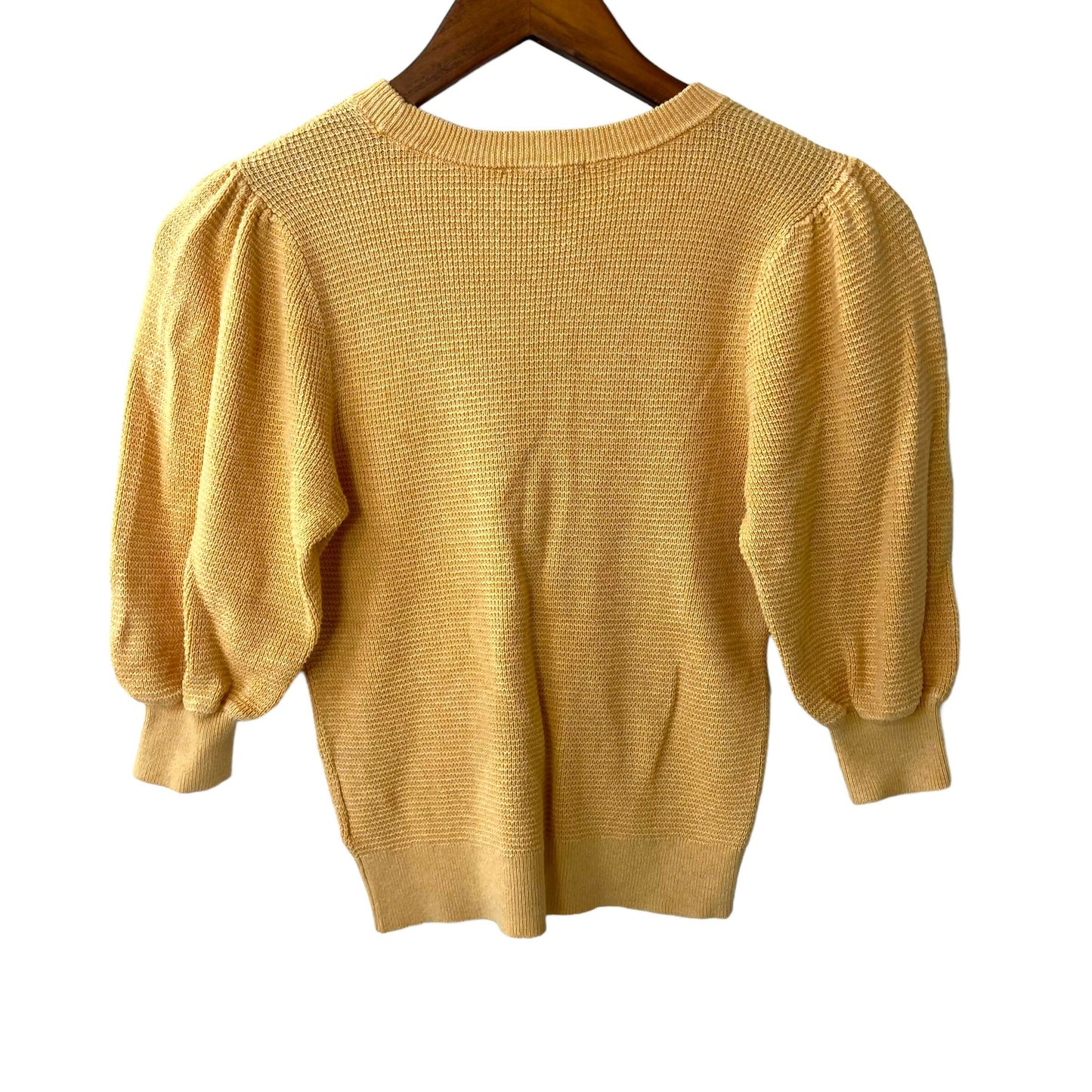 Lila P Puff Sleeve Yellow Sweater Lightweight Pullover XS