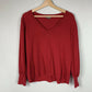 Lilla P 3/4 Puff Sleeve V-Neck Sweater - /Red - XL