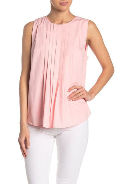 Vertigo Sleeveless Pleated Top - /Pink