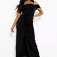 Boohoo Black Shoulder Draped Satin Maxi Dress