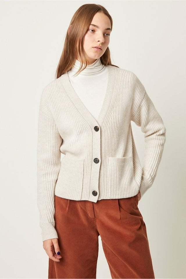 French Connection Tomasa Knit Wool Blend Button-Down Cardigan - /Beige - L